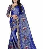 Embroidered Fashion Paper Silk Saree With Blouse Piece