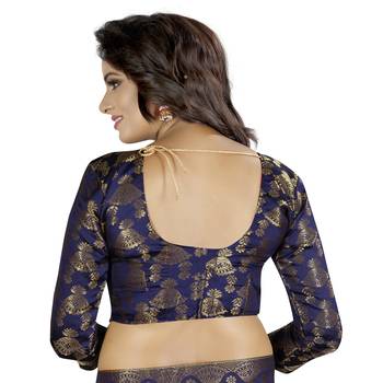 Embroidered Fashion Paper Silk Saree With Blouse Piece 5
