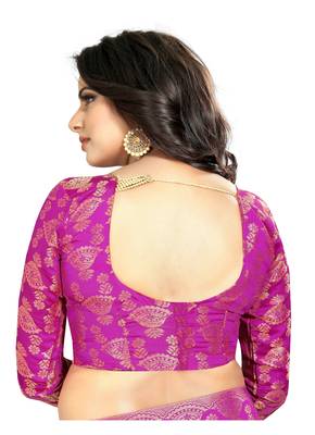 Embroidered Fashion Paper Silk Saree With Blouse Piece 5