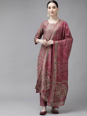 Pink printed silk ethnic-kurtis 1