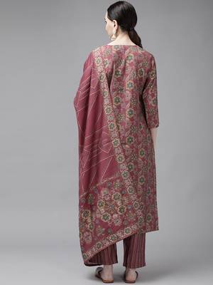Pink printed silk ethnic-kurtis 3