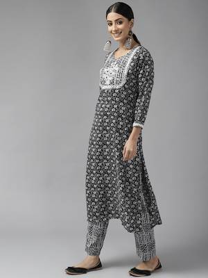 Black printed viscose rayon ethnic-kurtis 2