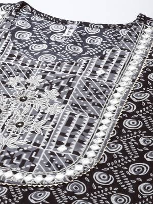 Black printed viscose rayon ethnic-kurtis 4