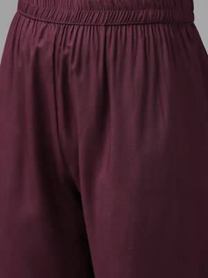 Burgundy printed viscose rayon ethnic-kurtis 5