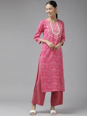 Pink printed viscose rayon kurtas-and-kurtis 1