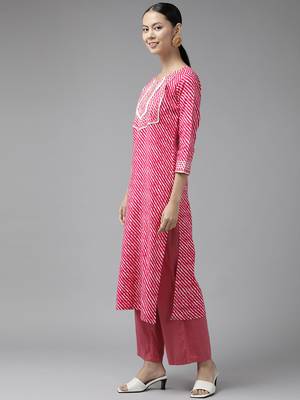 Pink printed viscose rayon kurtas-and-kurtis 2