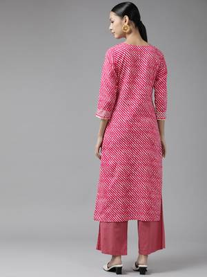 Pink printed viscose rayon kurtas-and-kurtis 3