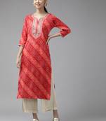 Red printed cotton kurtas-and-kurtis