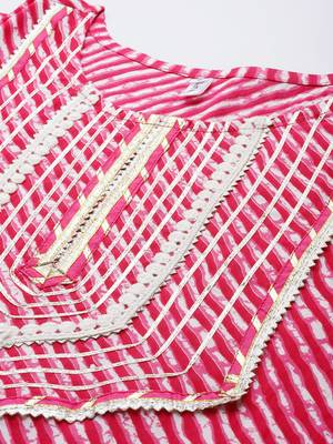 Pink printed viscose rayon kurtas-and-kurtis 4
