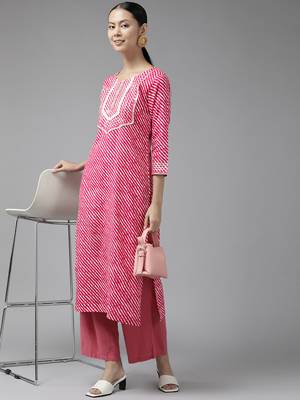 Pink printed viscose rayon kurtas-and-kurtis 5