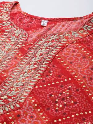 Red printed cotton kurtas-and-kurtis 4