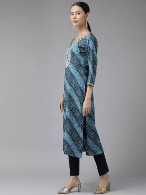 Blue printed cotton kurtas-and-kurtis 2