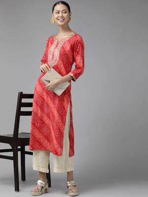 Red printed cotton kurtas-and-kurtis 5