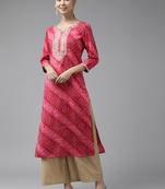 Pink printed cotton kurtas-and-kurtis