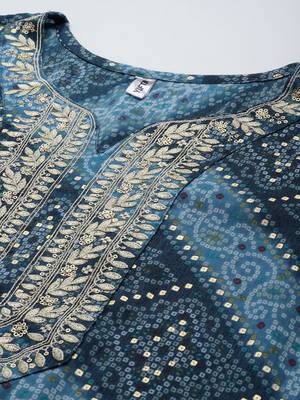 Blue printed cotton kurtas-and-kurtis 4