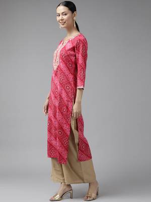 Pink printed cotton kurtas-and-kurtis 2