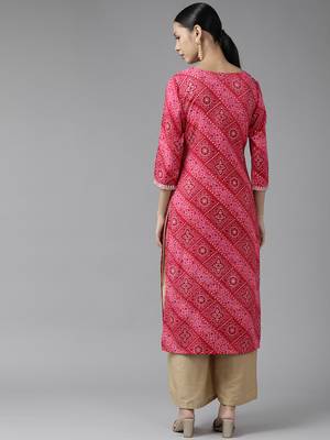 Pink printed cotton kurtas-and-kurtis 3