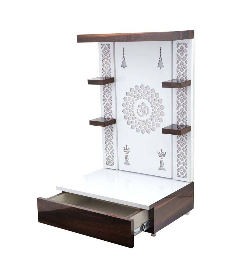 Office With Led Light Mdf Pvc Laminated Puja Mandir |Wall Hanging & Table Top Home Mandir (60x32x18 )