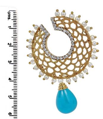 Filigree Chaand Gold Plated Blue Drop Earring for Women 2