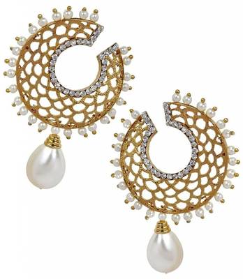 Filigree Chaand Gold Plated Pearl Drop Earring for Women 1