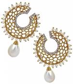Filigree Chaand Gold Plated Pearl Drop Earring for Women