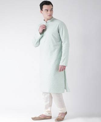 DEYANN Pure Cotton Green & Off White Color Kurta with Churidar set 2