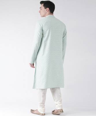 DEYANN Pure Cotton Green & Off White Color Kurta with Churidar set 4