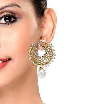 Filigree Chaand Gold Plated Pearl Drop Earring for Women 2
