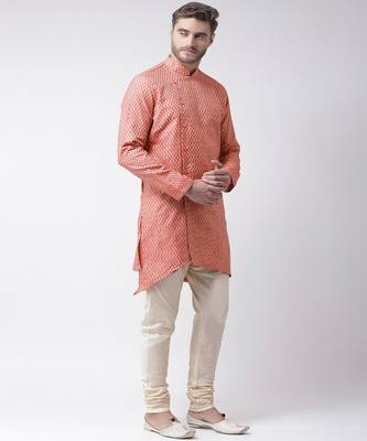 DEYANN Jute Cotton Coral Pink & Cream Color Kurta with Churidar set 3