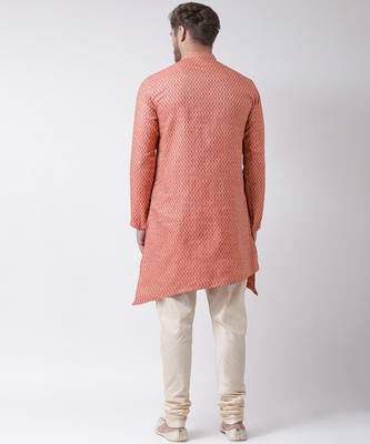 DEYANN Jute Cotton Coral Pink & Cream Color Kurta with Churidar set 4
