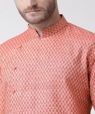 DEYANN Jute Cotton Coral Pink & Cream Color Kurta with Churidar set 5