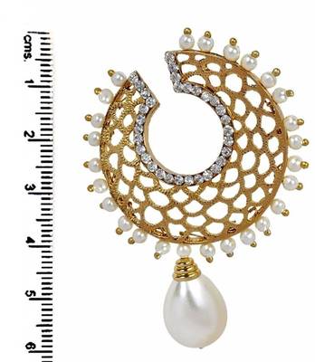 Filigree Chaand Gold Plated Pearl Drop Earring for Women 3