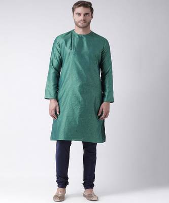 DEYANN Jacquard Silk Blue & Navy Blue Color Kurta with Churidar set 1