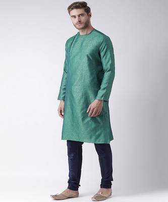 DEYANN Jacquard Silk Blue & Navy Blue Color Kurta with Churidar set 2