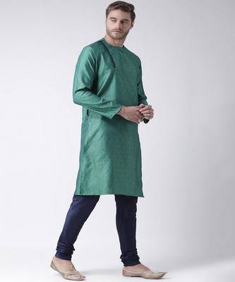 DEYANN Jacquard Silk Blue & Navy Blue Color Kurta with Churidar set 3