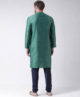 DEYANN Jacquard Silk Blue & Navy Blue Color Kurta with Churidar set 4