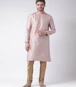 DEYANN Jacquard Silk Peach & Brown Color Kurta with Churidar set