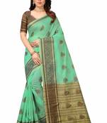 Cotton Fabric Cream Color Jacquard Woven Design Saree With Designer Lace and Blouse Piece
