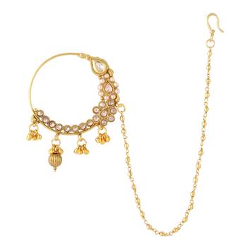 Embellished Jadau Kundan Nath Nose Ring Pin For Women Bridal For Traditional Wedding 2