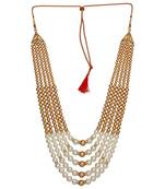 Golden White Multi-Stringed Antique Blend of Pearls Necklace For Groom (Dule Ki Mala)