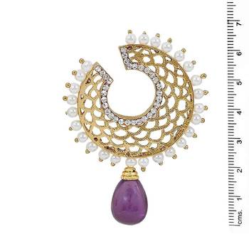 Filigree Chaand Gold Plated Purple Drop Earring for Women 4
