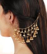Indian Gold Triple Layer Jhumekis Ear Chain Hair Accessory For Women Girls For Wedding/Parties