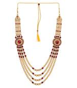Indian Red And Golden Jaipur beads Multi-Stringed Antique Pearls And CZ Kantha/Wedding Dulha/Mens