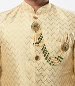 Indian Bollywood Groom Wedding Golden Kundan Stone Pearl Party Long Brooch for Men's Jewellery Accessory