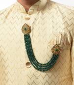 Indian Bollywood Groom Wedding Golden Kundan Stone Pearl Party Long Brooch for  Men's Jewellery Accessory