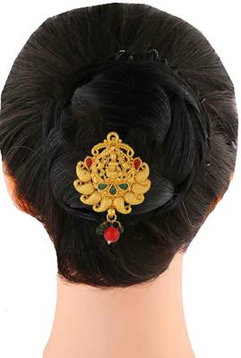 Indian Embellished Hair Choti Brooch (9 Piece) With hair extension False Parandi Choti Hair Accessories 3