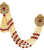 Indian Bollywood Groom Wedding Golden Kundan Stone Pearl Party Long Brooch  Men's Jewellery Accessory
