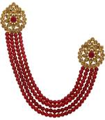 Indian Bollywood Groom Wedding Golden Kundan Stone Pearl Party Long Brooch Men's Jewellery Accessory