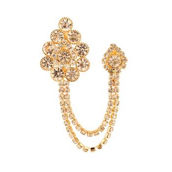 American Diamond Stone Golden Long Brooch for   Boys Men's Jewellery Accessory 2