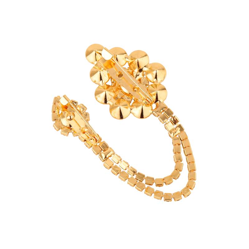 American Diamond Stone Golden Long Brooch for   Boys Men's Jewellery Accessory